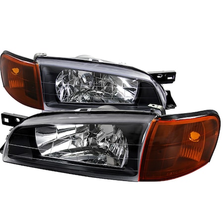 Spec-D Tuning 95-01 Subaru Impreza Wrx Crystal Housing Headlights With Amber Corner LCLH-WRX97JMAM-RS